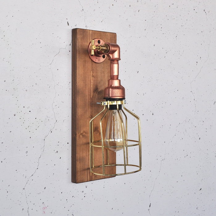 Opviq Lámpara de pared Pp170 de Madera y Oro Rosa Opviq Lámpara de pared Pp170 de Madera y Oro Rosa
